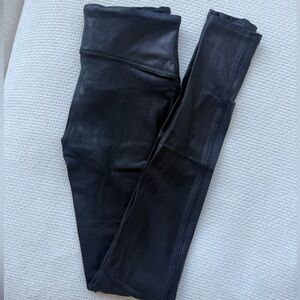 Spanx Black Faux Leather Leggings- tall